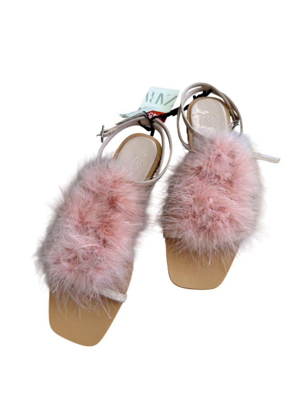 ZARA Pink Feather Sandals Size 38 / 7.5 NEW NWT - Picture 6 of 6
